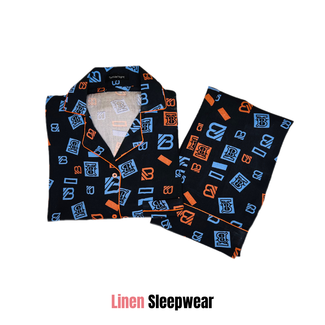 Black B 2-Piece Stitched Sleepwear