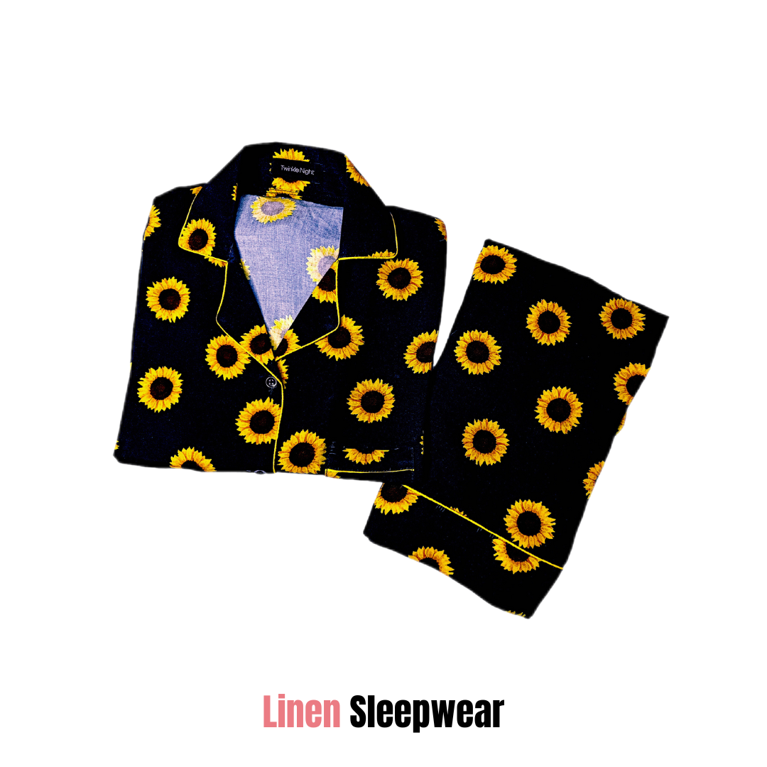 Sunflower Print 2-Piece Stitched Sleepwear