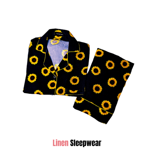 Sunflower Print 2-Piece Stitched Sleepwear