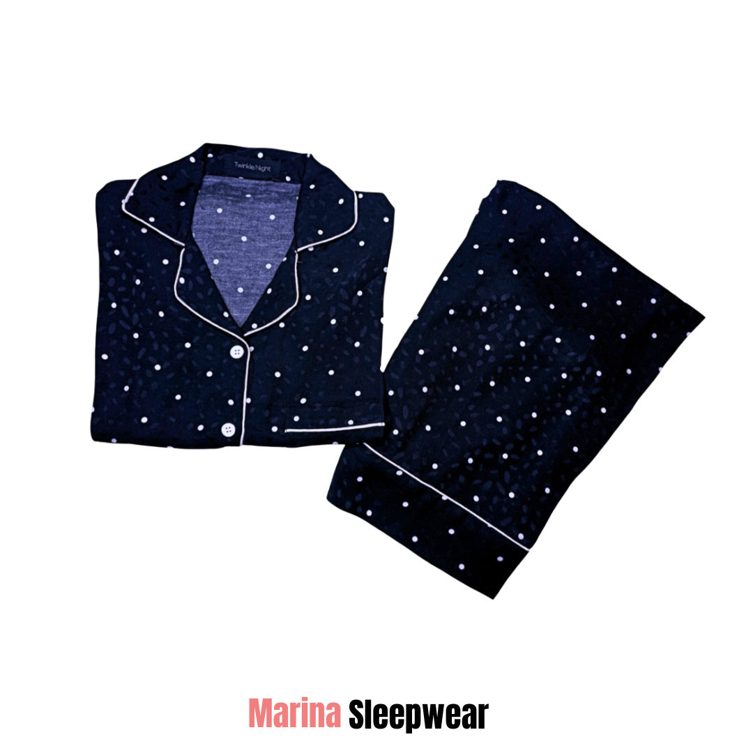 White Dotted Print Sleepwear