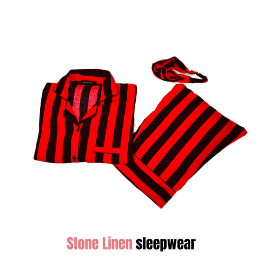 Red & Black 2-Piece Stitched Sleepwear