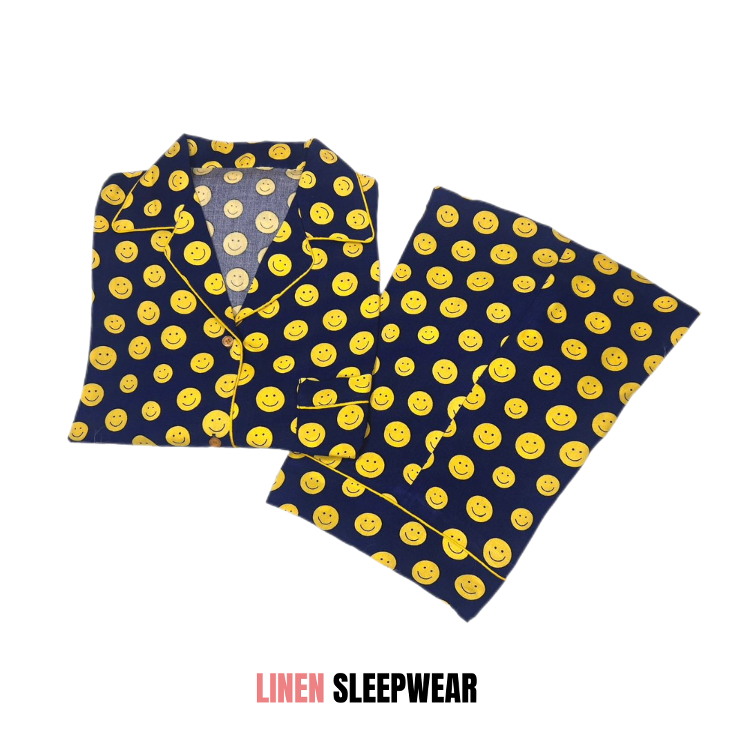 Smilies Print 2-Piece Stitched Sleepwear
