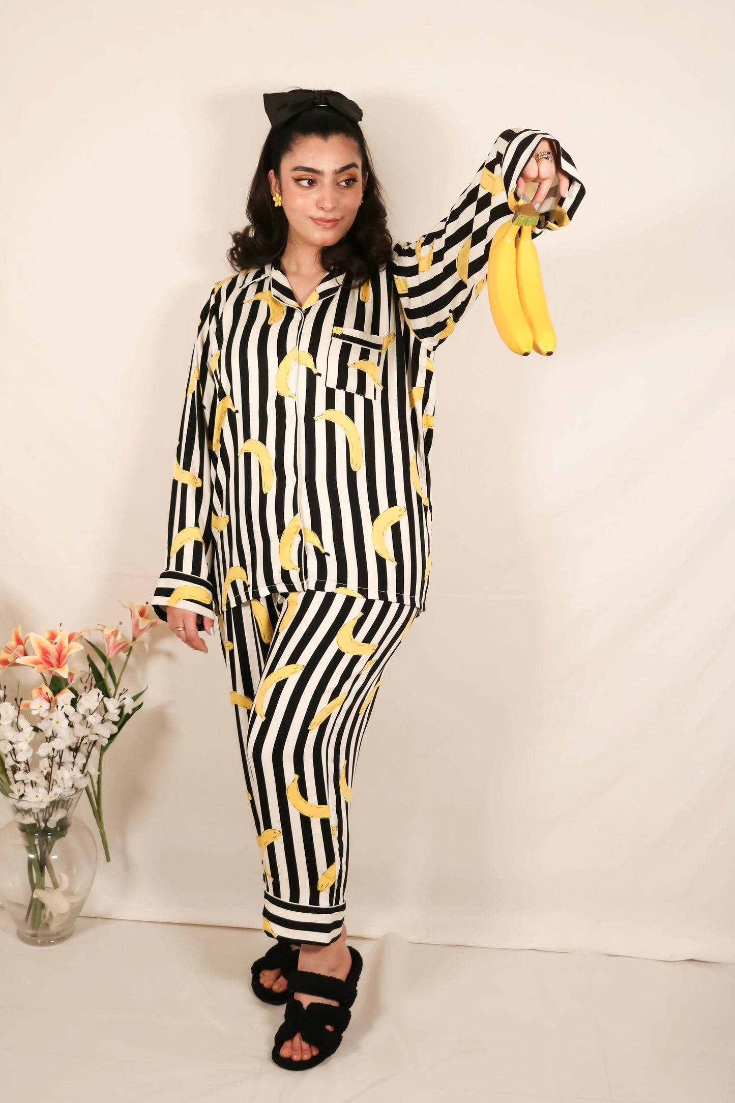 Banana Print 2-Piece Stitched Sleepwear