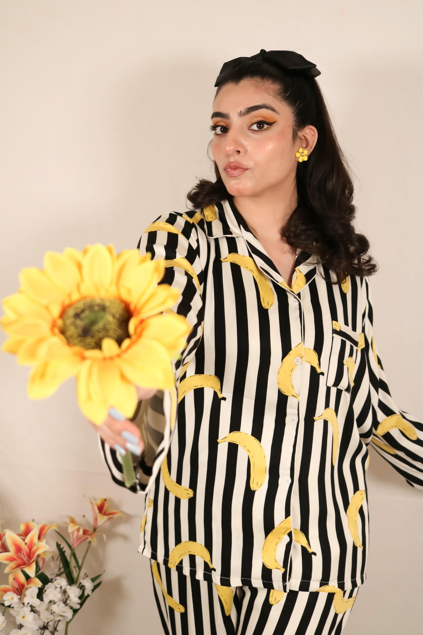 Banana Print 2-Piece Stitched Sleepwear