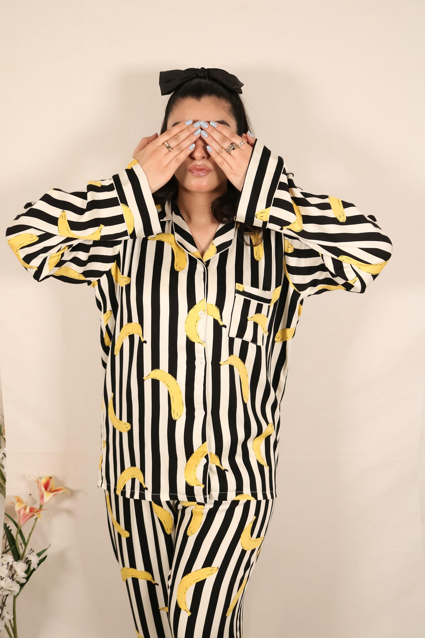Banana Print 2-Piece Stitched Sleepwear
