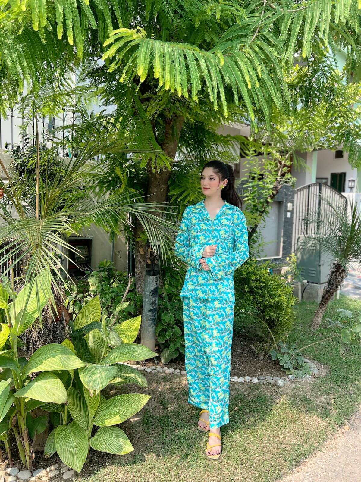 Beach Print 2-Piece Stitched Sleepwear