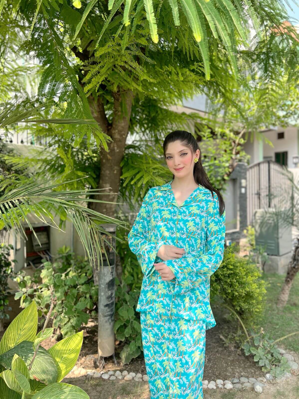 Beach Print 2-Piece Stitched Sleepwear