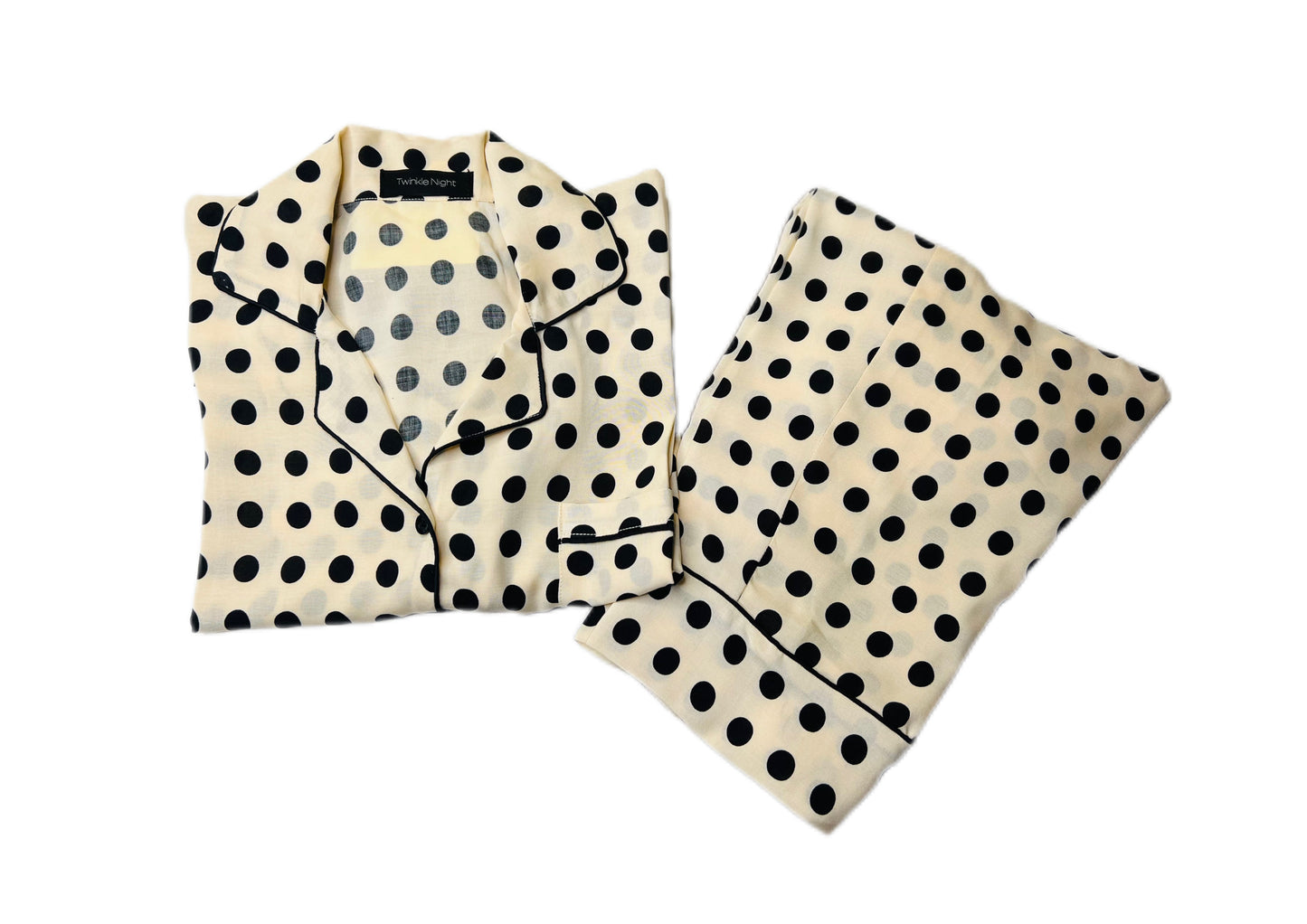 Black Dotted Print Sleepwear