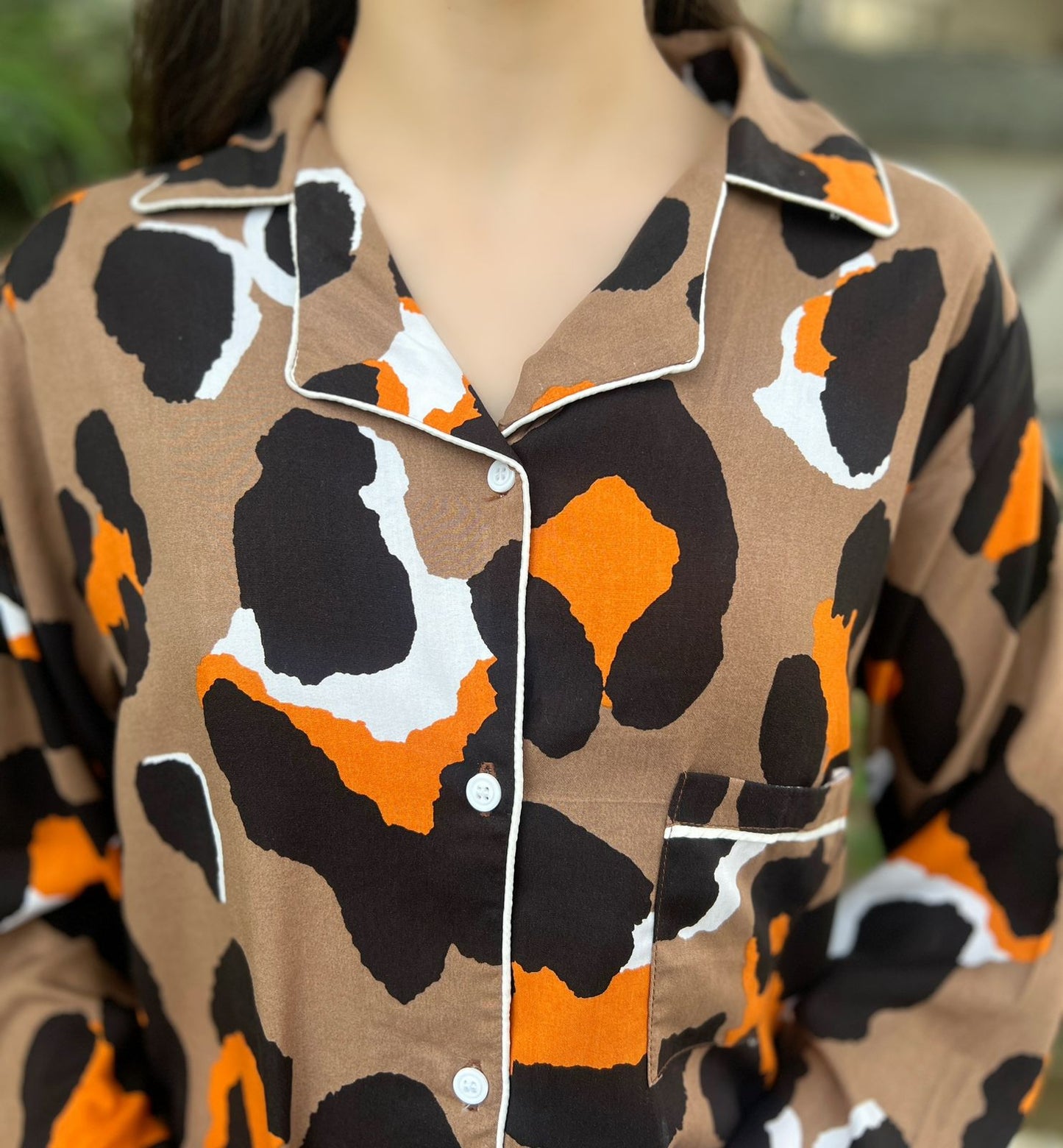 Black Leopard 2-Piece Stitched Sleepwear