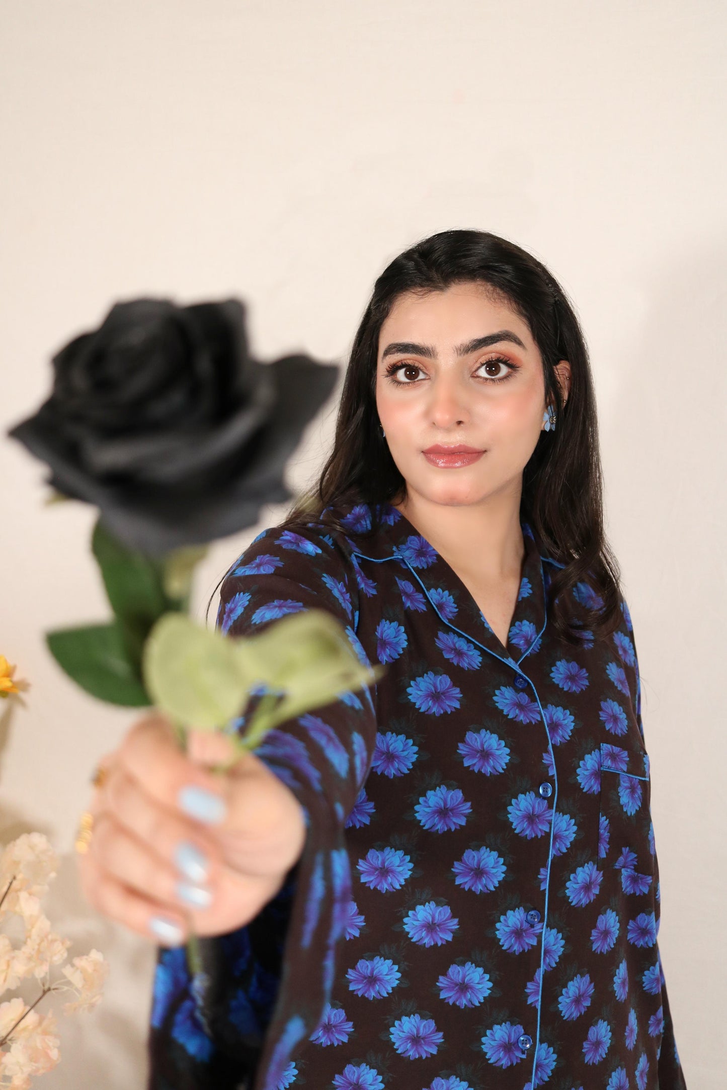 Blue Sunflower 2-Piece Stitched Sleepwear