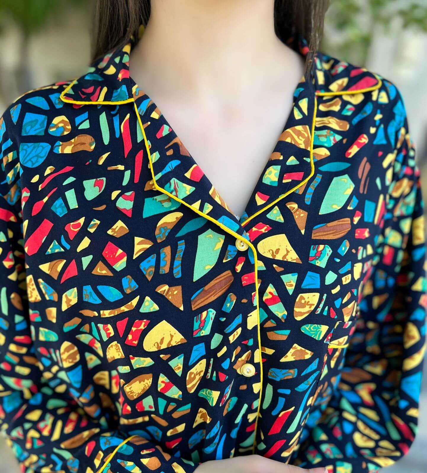 Colourfull Stones Print 2-Piece Stitched Sleepwear