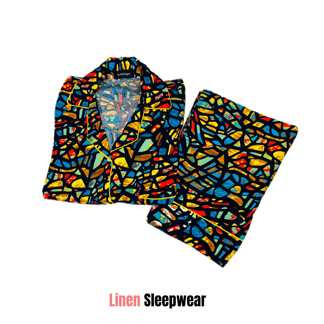 Colourfull Stones Print 2-Piece Stitched Sleepwear