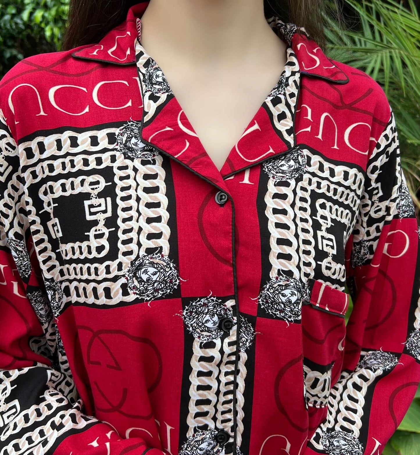 New Gucci Print 2-Piece Stitched Sleepwear