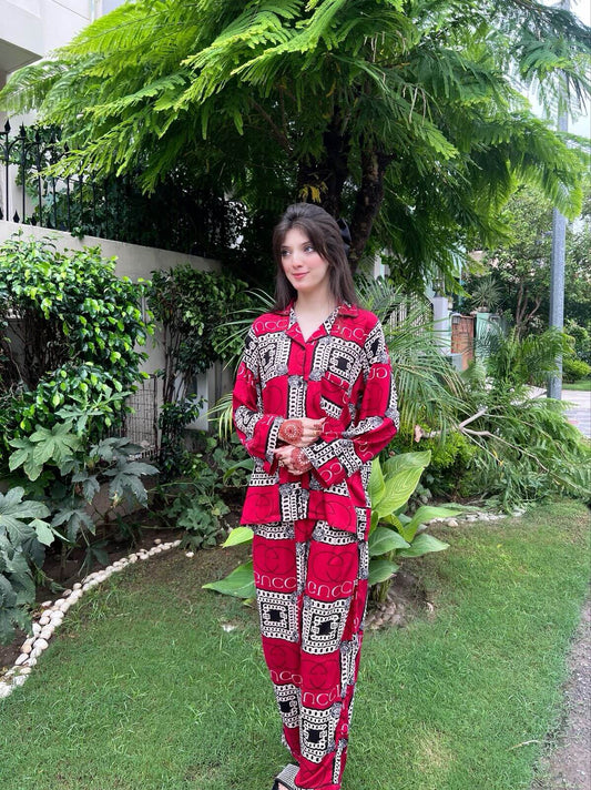 New Gucci Print 2-Piece Stitched Sleepwear