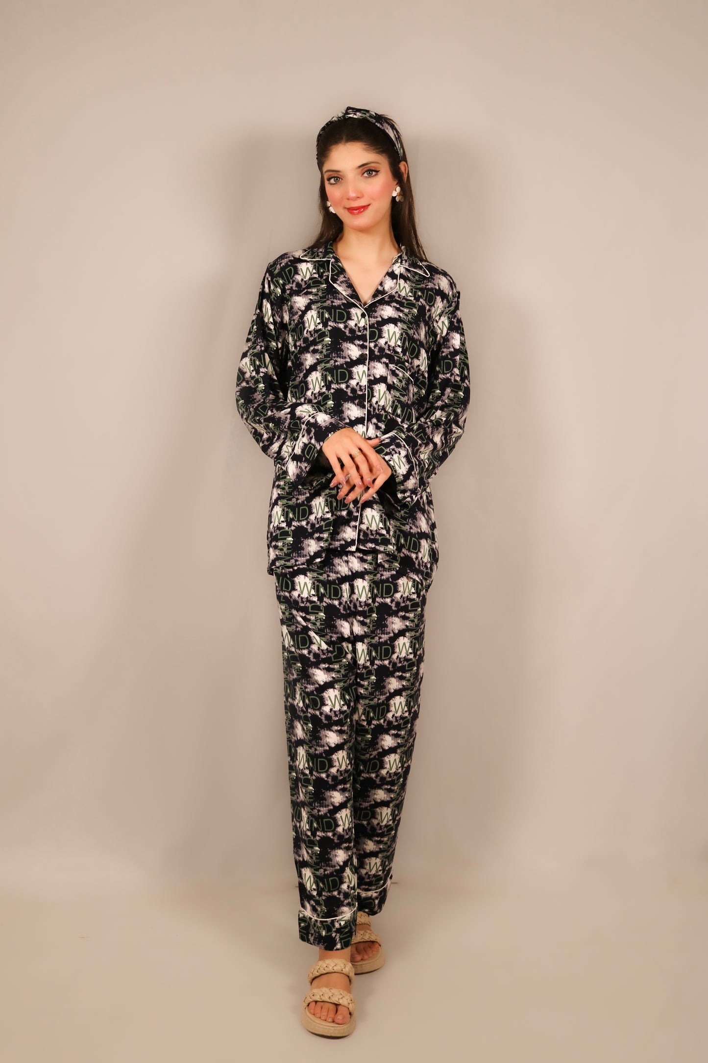 Letters Print 2-Piece Stitched Sleepwear
