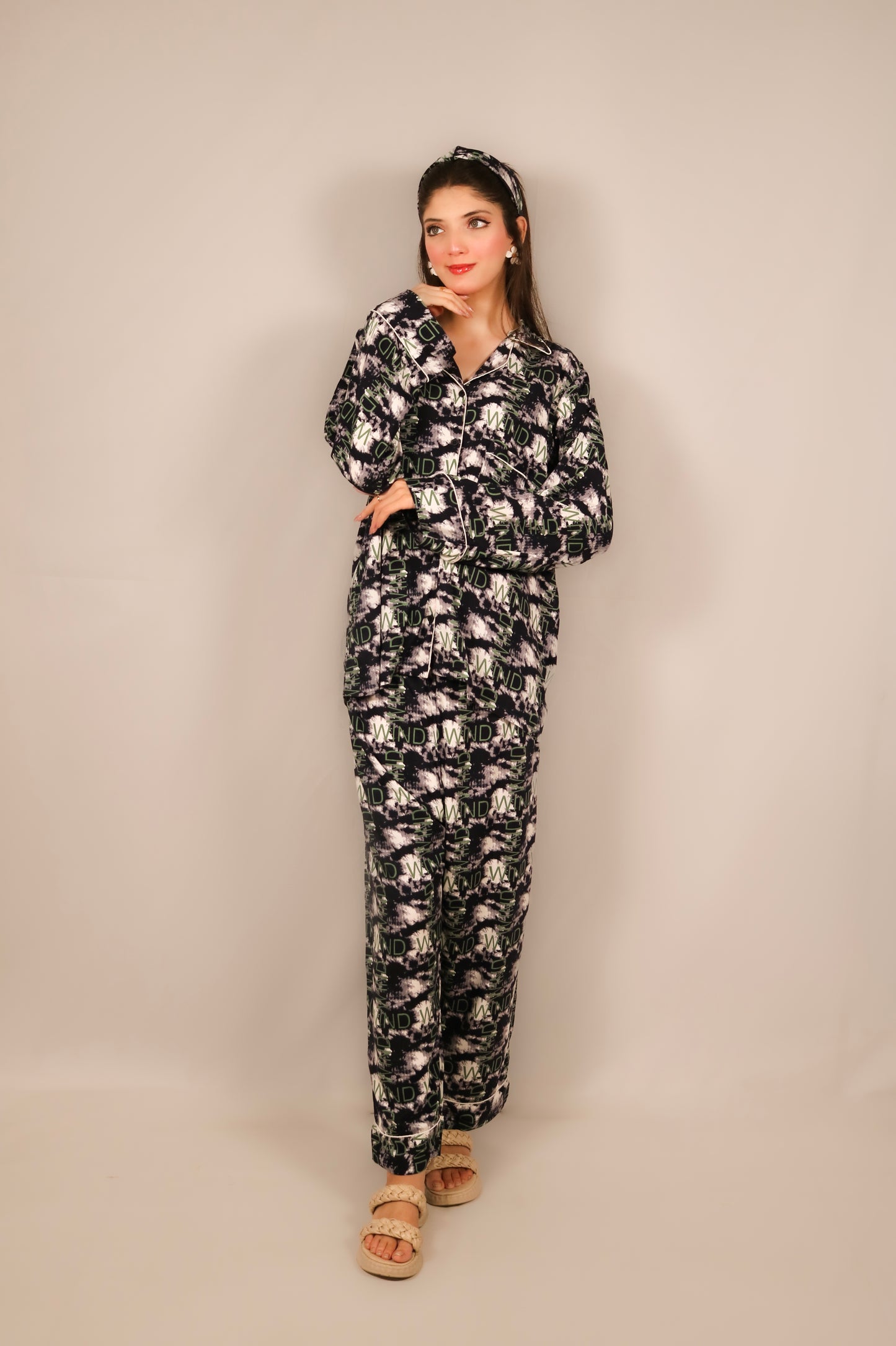 Letters Print 2-Piece Stitched Sleepwear