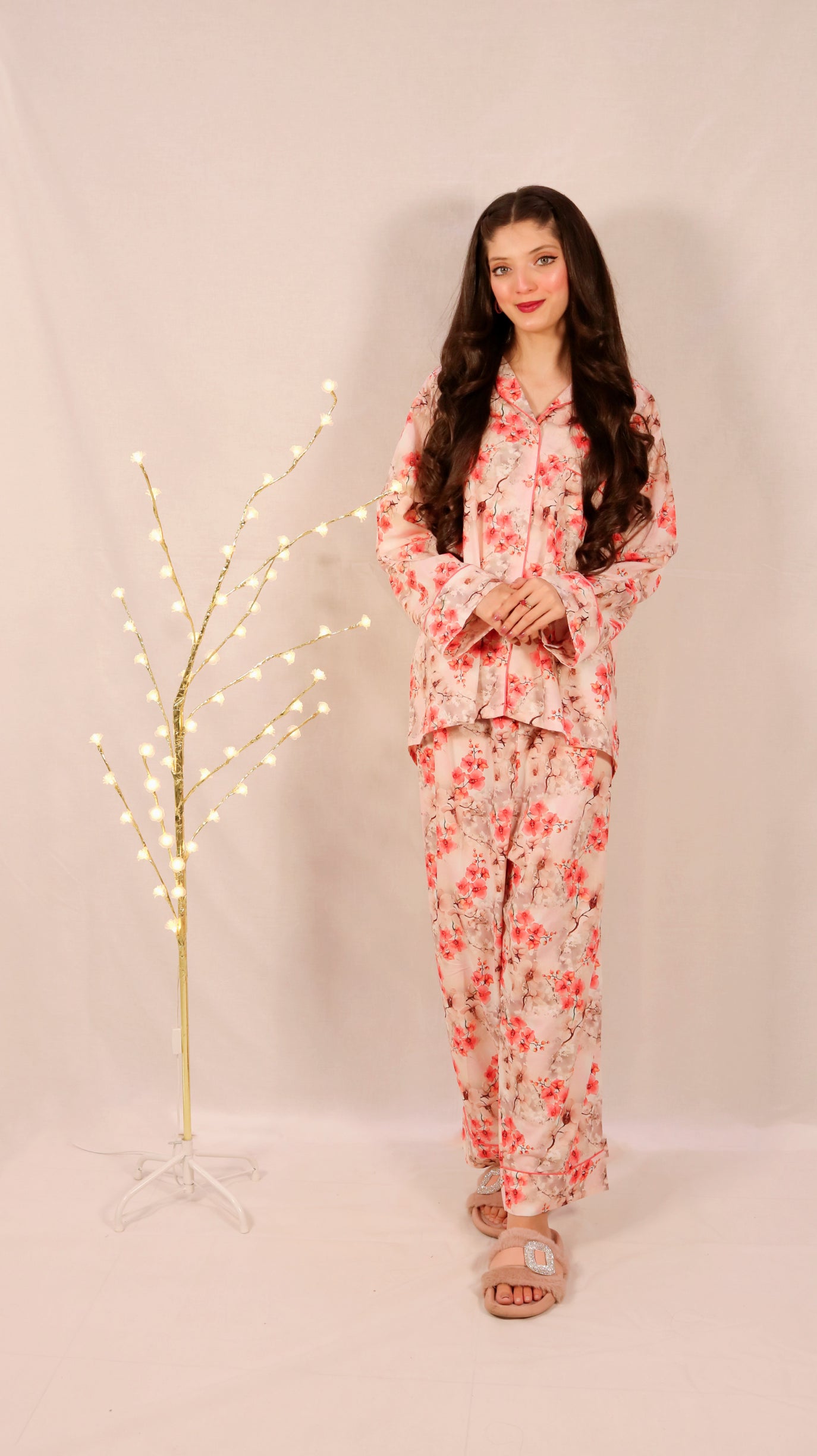 Peach Blossom 2-Piece Stitched Sleepwear