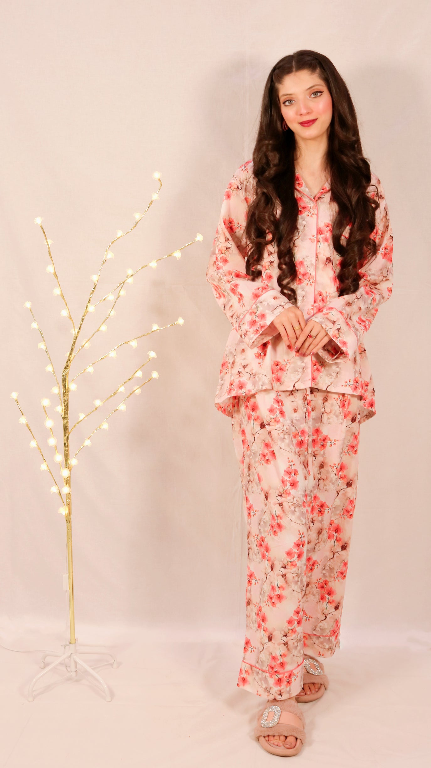 Peach Blossom 2-Piece Stitched Sleepwear