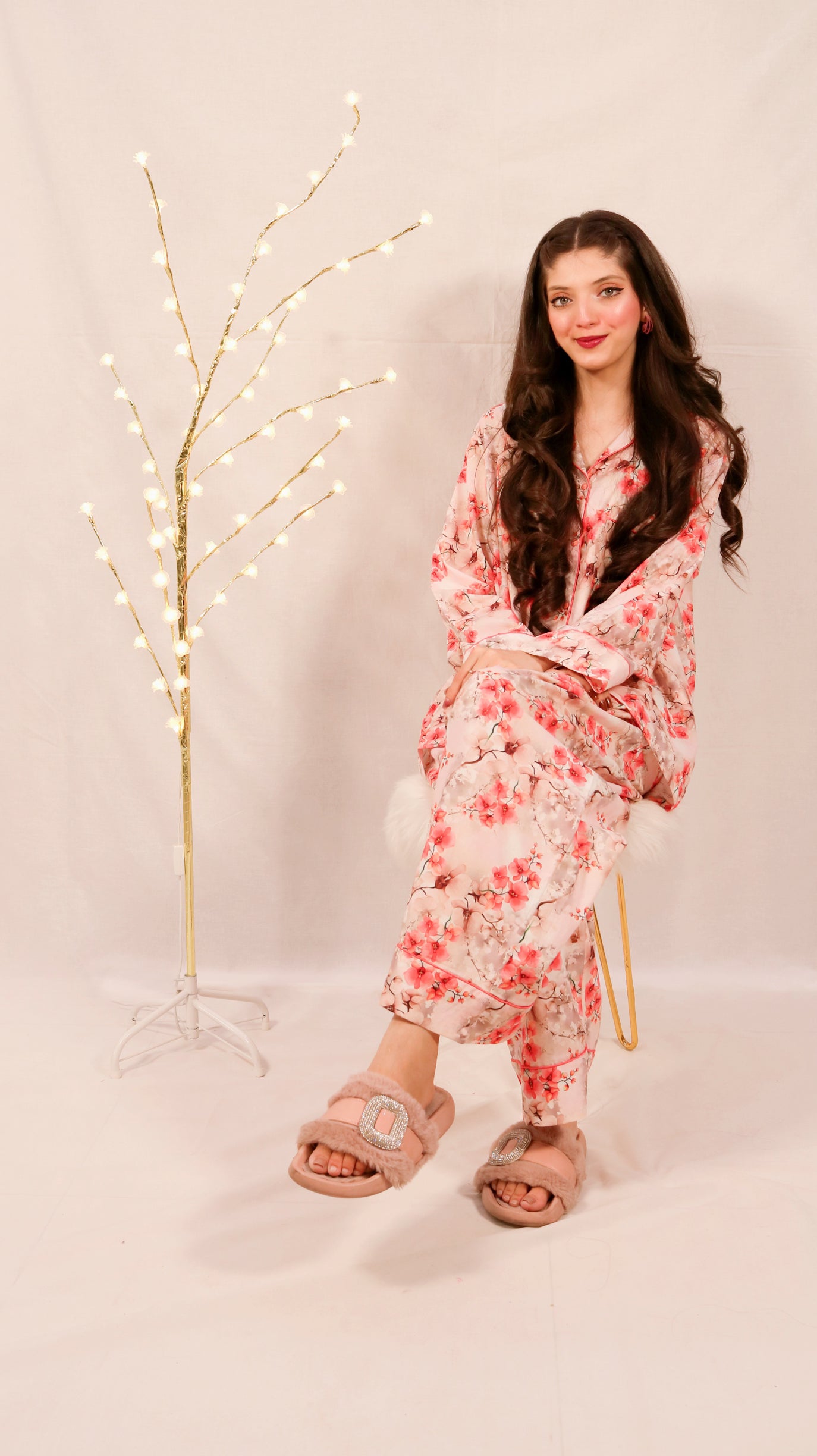 Peach Blossom 2-Piece Stitched Sleepwear
