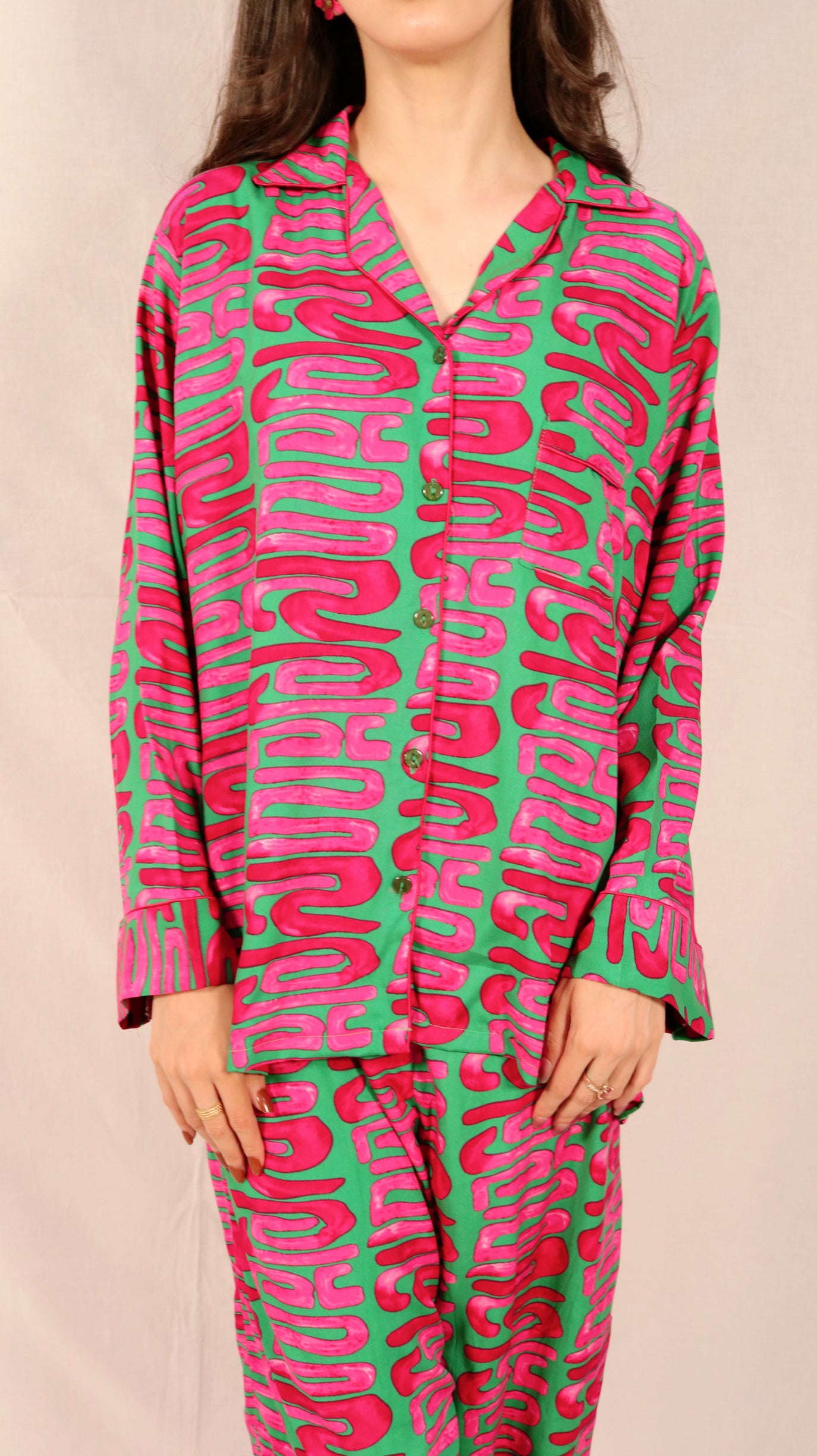 Lava Lines 2-Piece Stitched Sleepwear