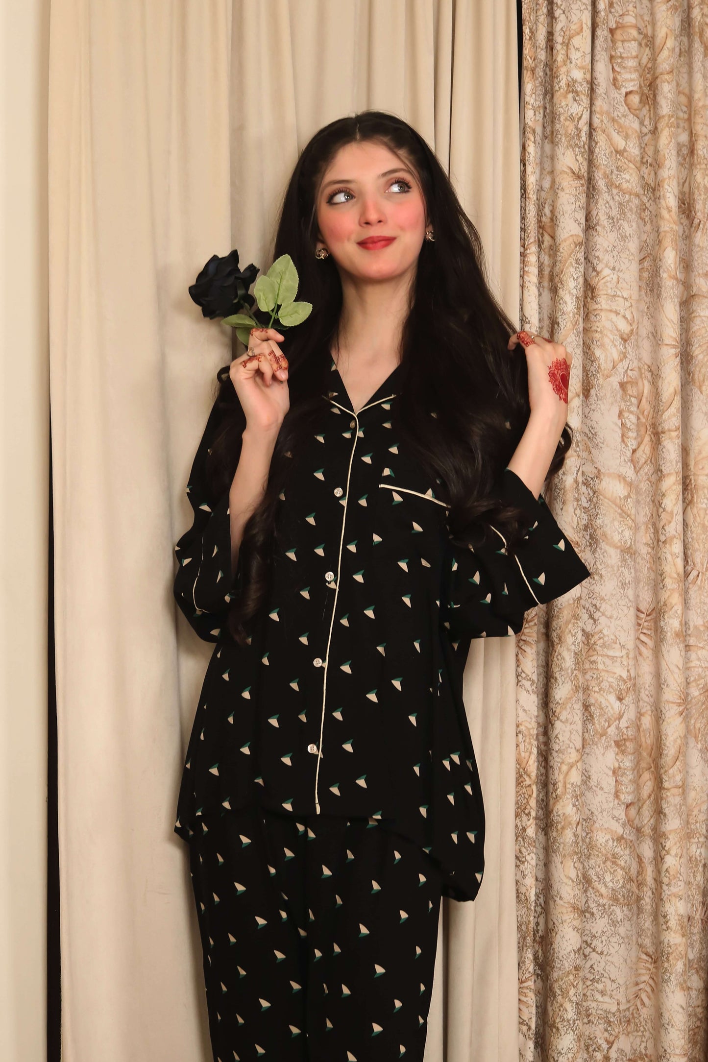 Black Fly 2-Piece Stitched Sleepwear