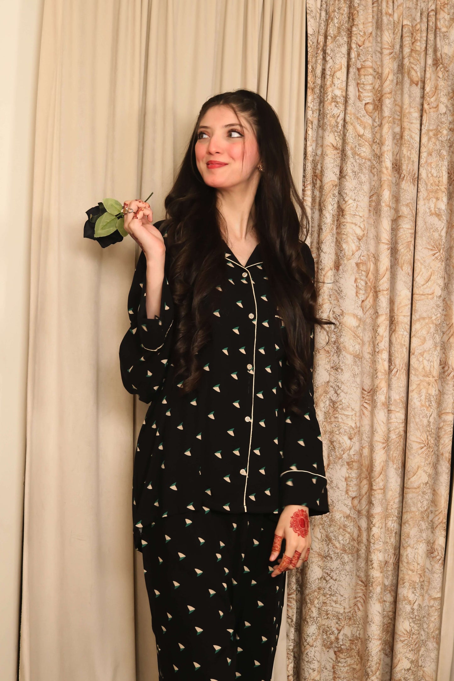 Black Fly 2-Piece Stitched Sleepwear