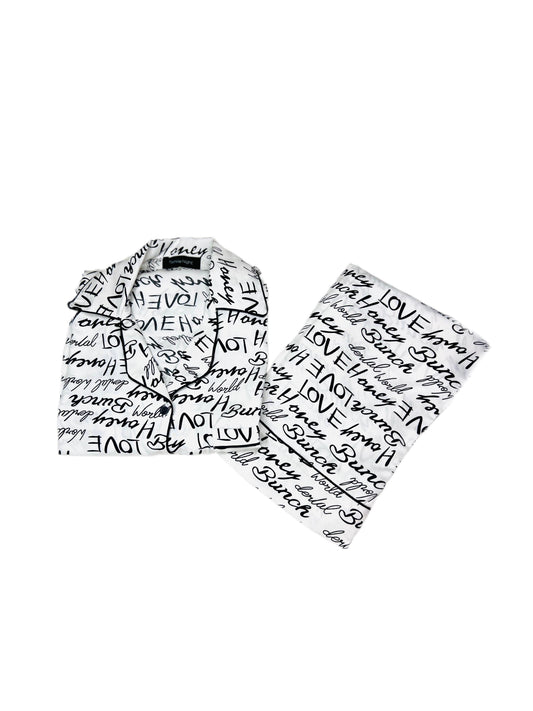Name Combo Print 2-Piece Stitched Sleepwear
