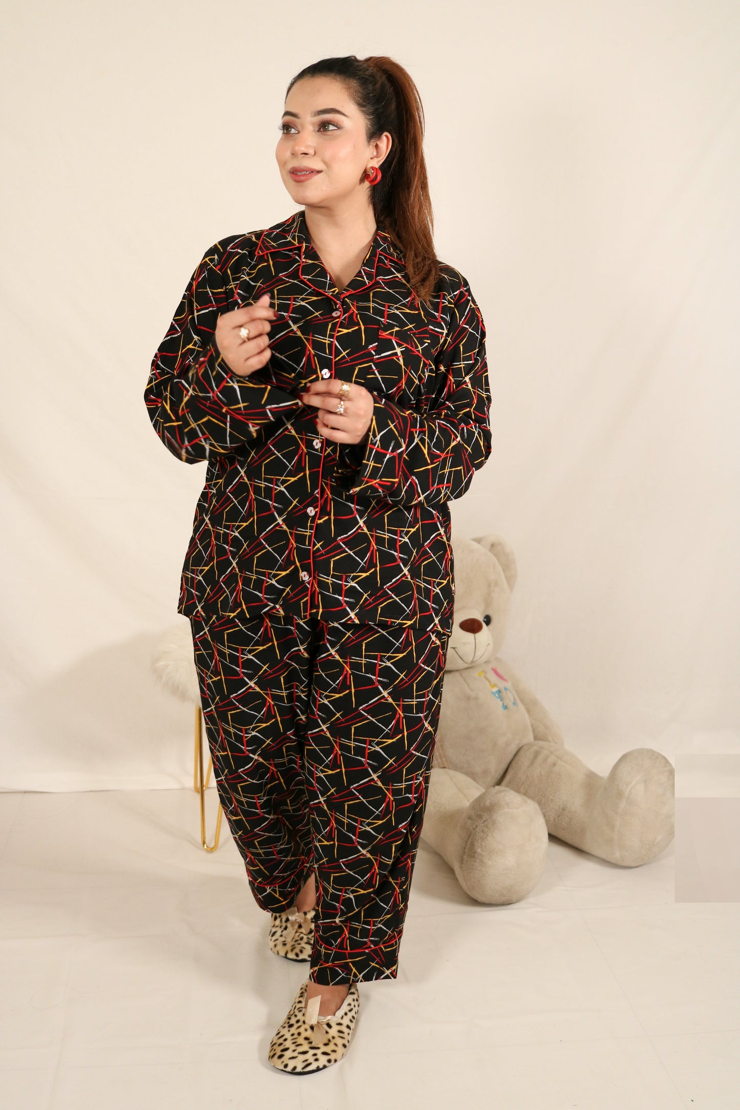 Paint Lines 2-Piece Stitched Sleepwear