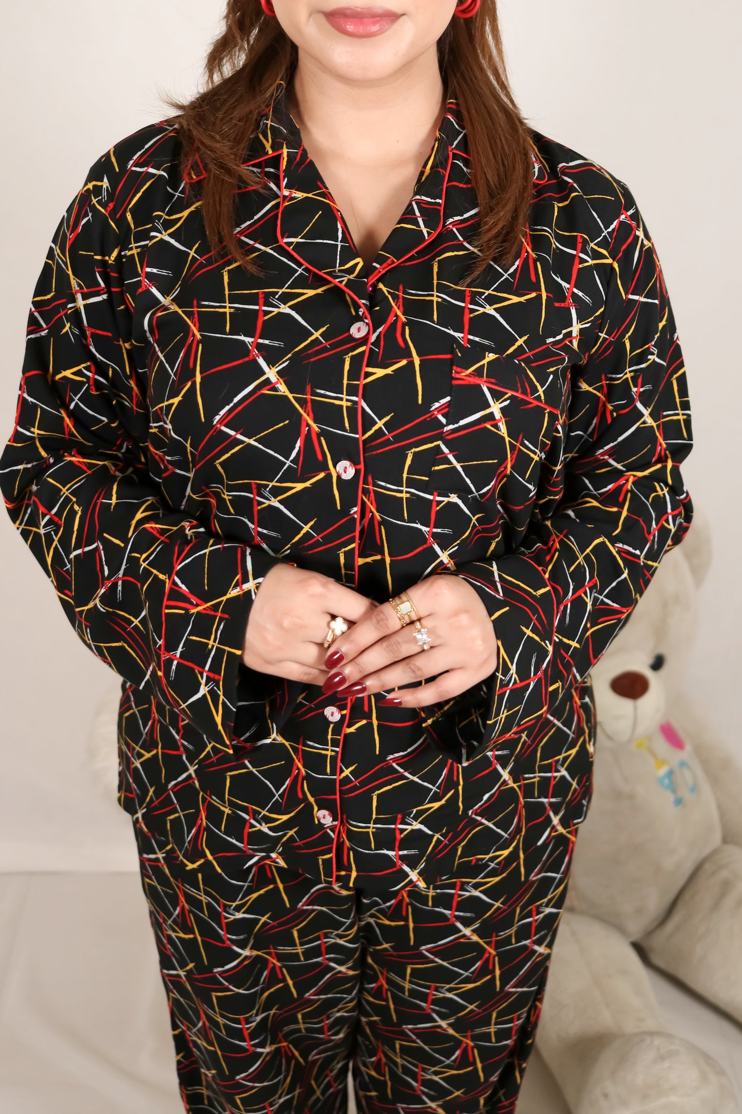 Paint Lines 2-Piece Stitched Sleepwear