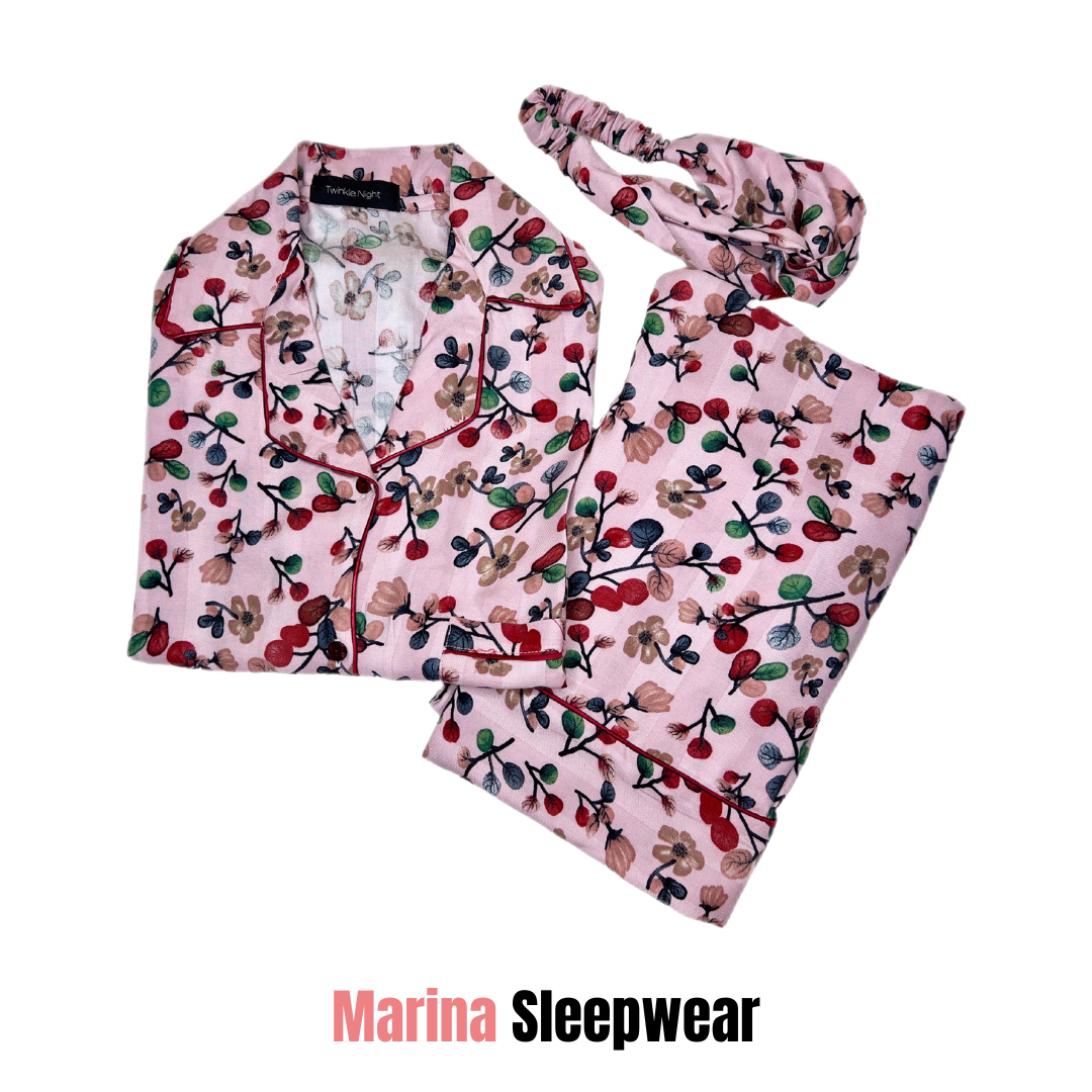 Flowers Print 2-Piece Stitched Sleepwear