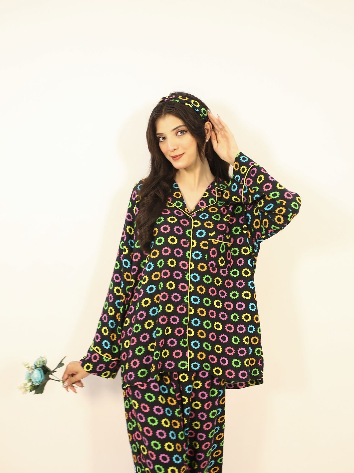 Colorful Flowers 2-Piece Stitched Sleepwear