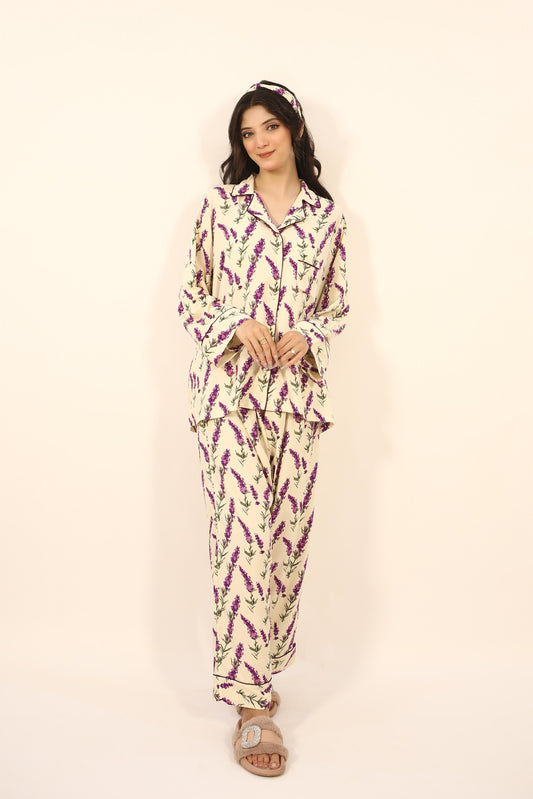 Purple Orchid 2-Piece Stitched Sleepwear