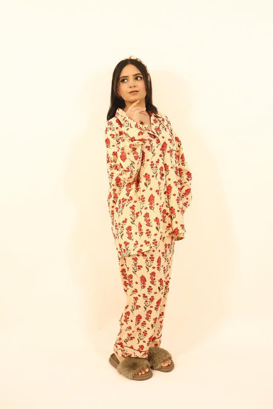 Peach Orchid 2-Piece Stitched Sleepwear