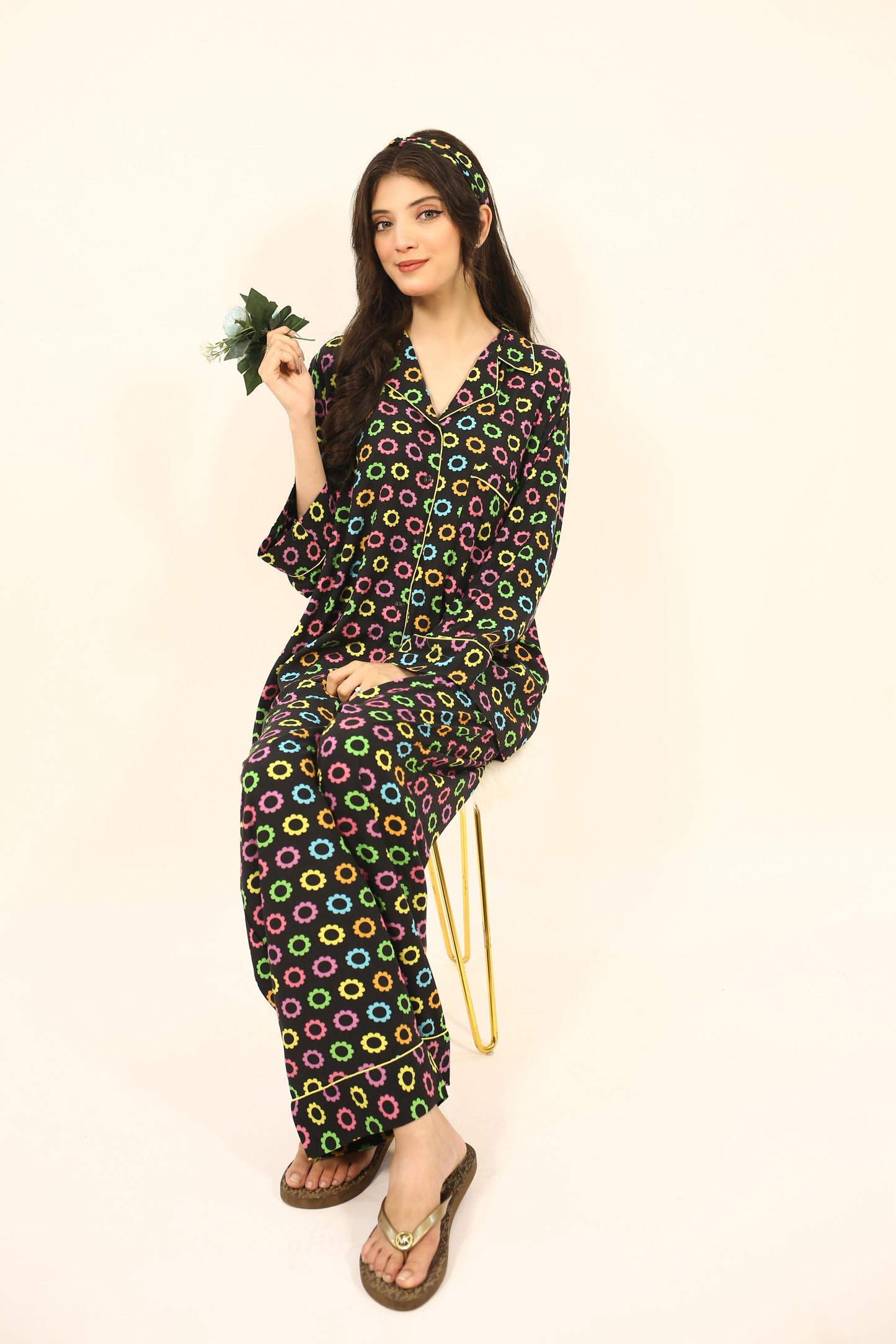 Colorful Flowers 2-Piece Stitched Sleepwear