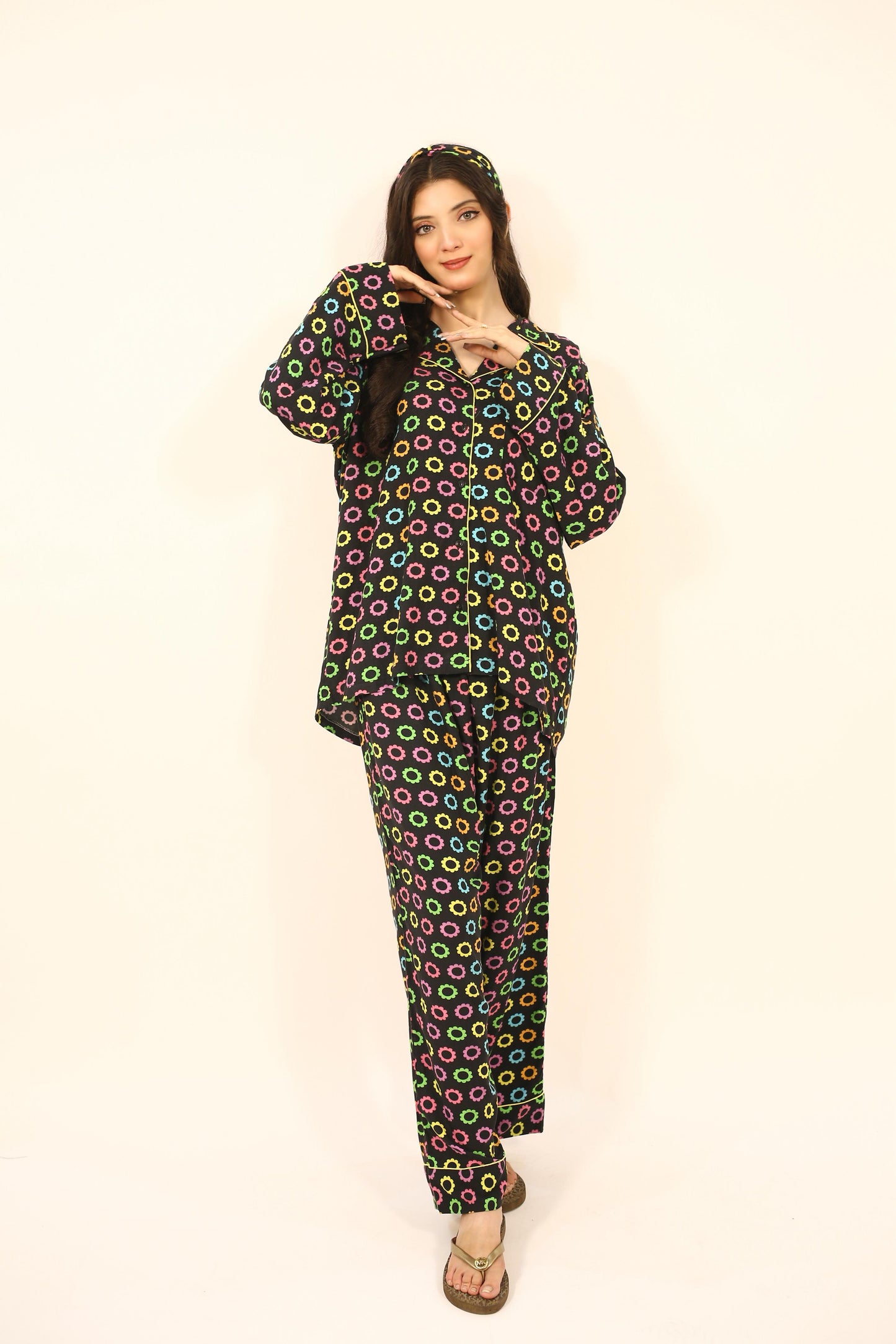 Colorful Flowers 2-Piece Stitched Sleepwear
