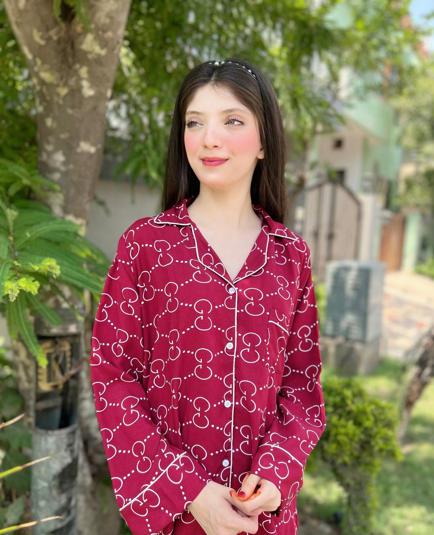 Gucci Print 2-Piece Stitched Sleepwear