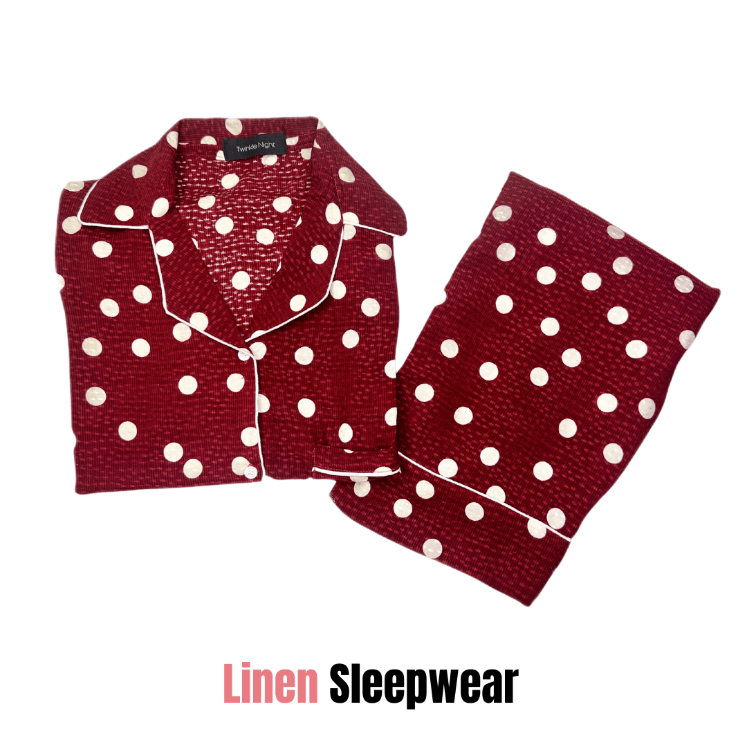 White Pholkadots 2-Piece Stitched Sleepwear