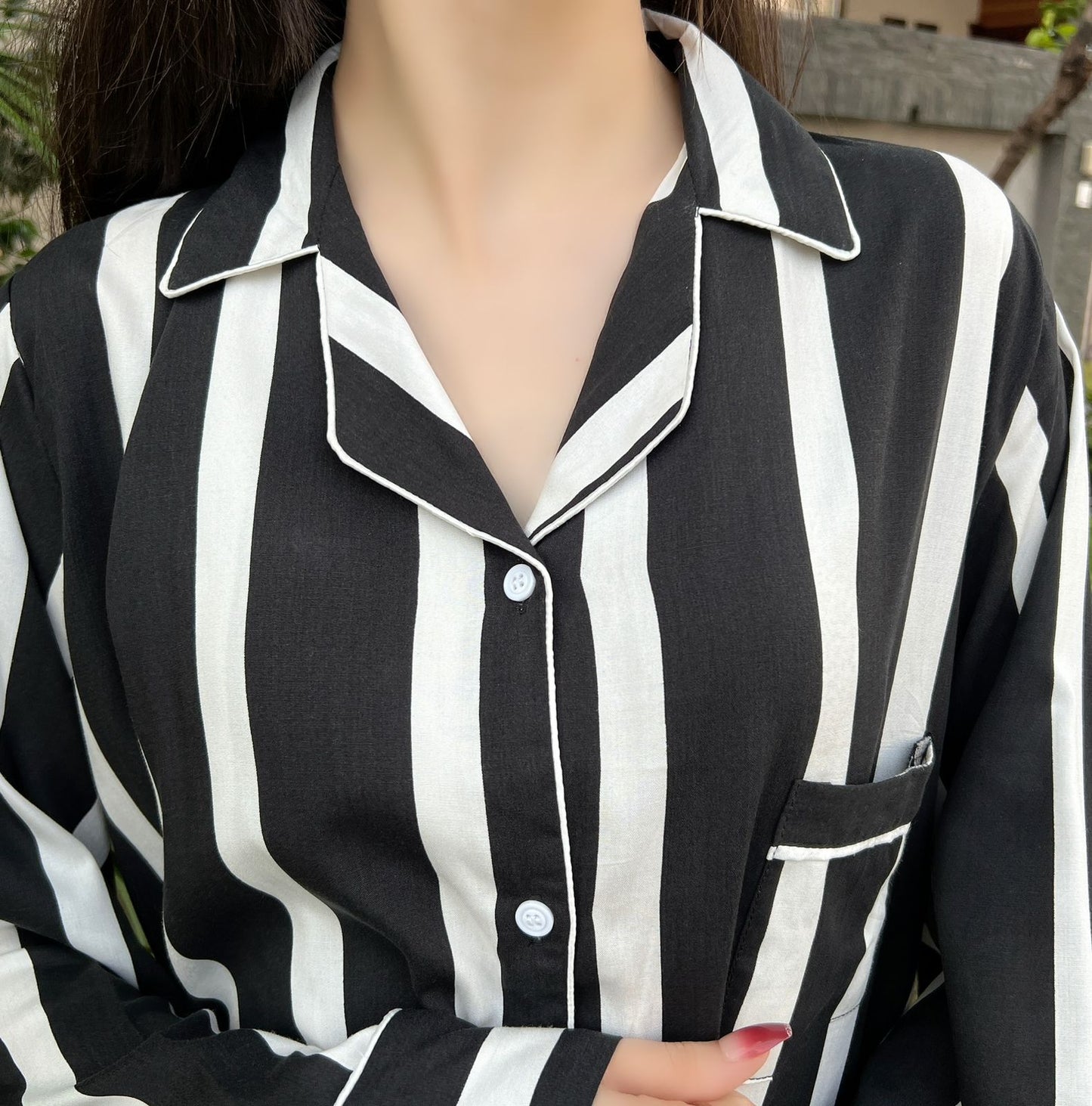 White Lines 2-Piece Stitched Sleepwear