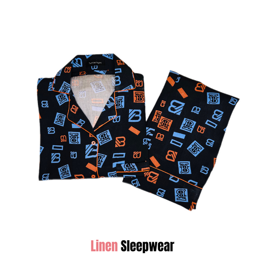 Black B 2-Piece Stitched Sleepwear