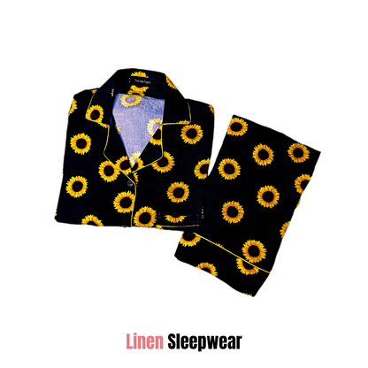 Sunflower Print 2-Piece Stitched Sleepwear