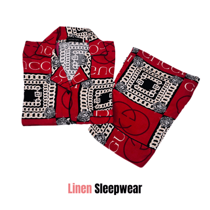 New Gucci Print 2-Piece Stitched Sleepwear
