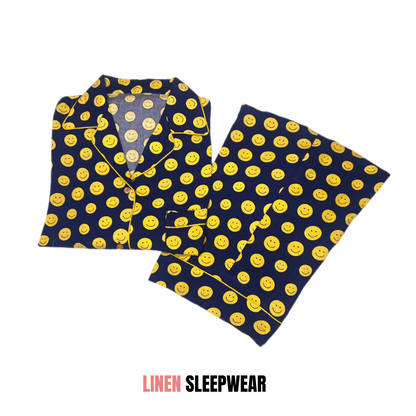 Smilies Print 2-Piece Stitched Sleepwear