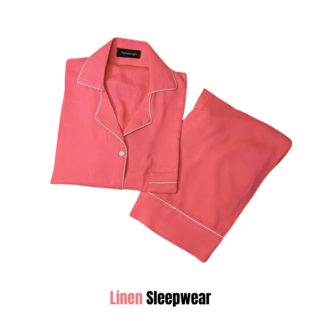 Plain Pink 2-Piece Stitched Sleepwear