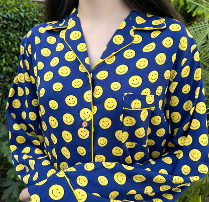 Smilies Print 2-Piece Stitched Sleepwear