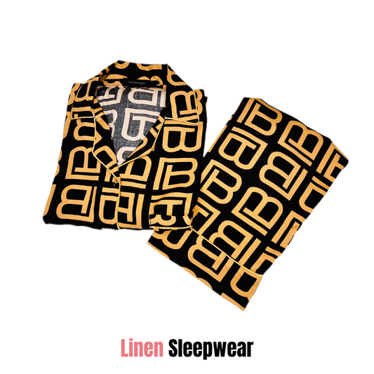 B Print 2-Piece Stitched Sleepwear