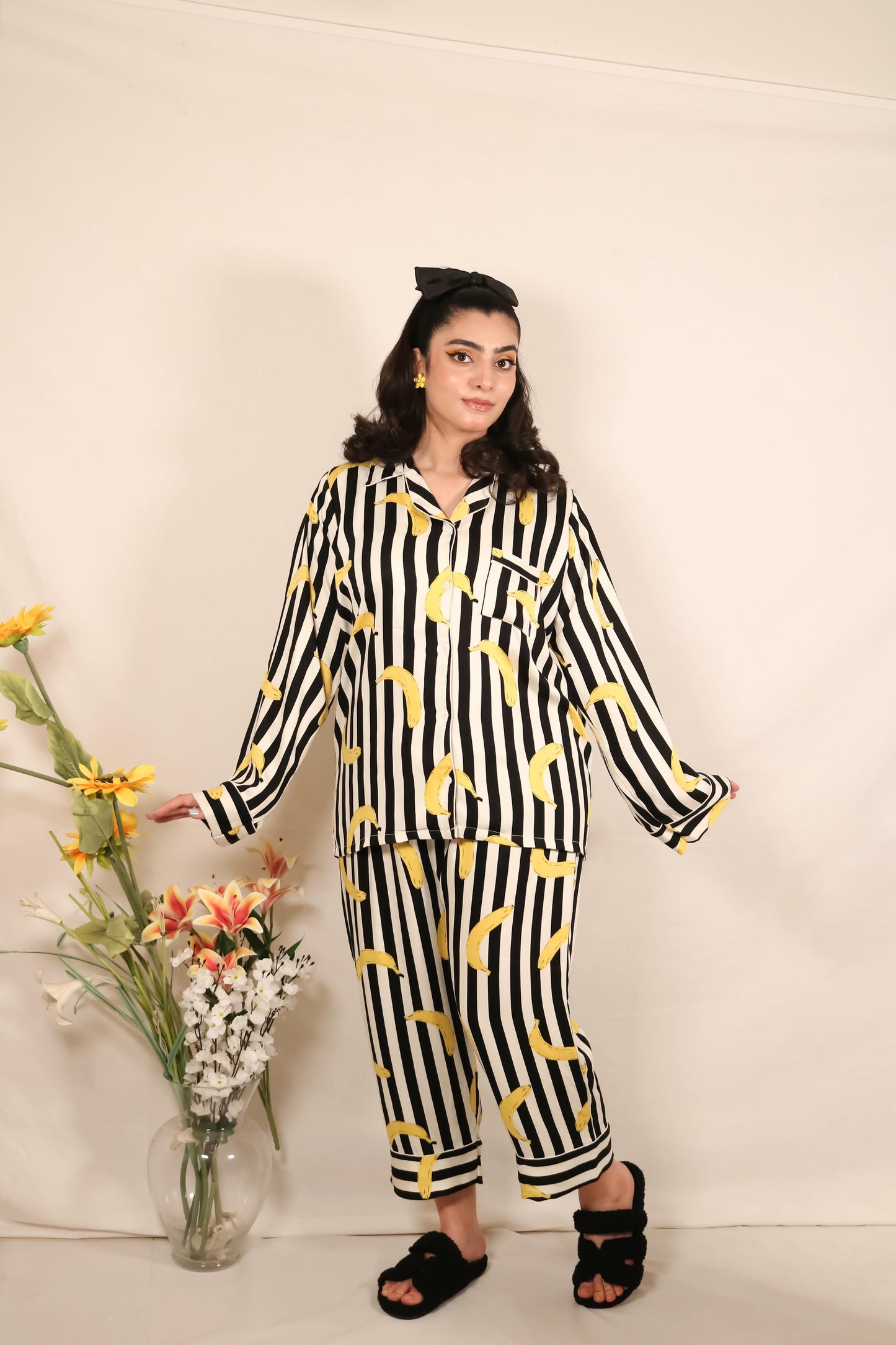 Banana Print 2-Piece Stitched Sleepwear