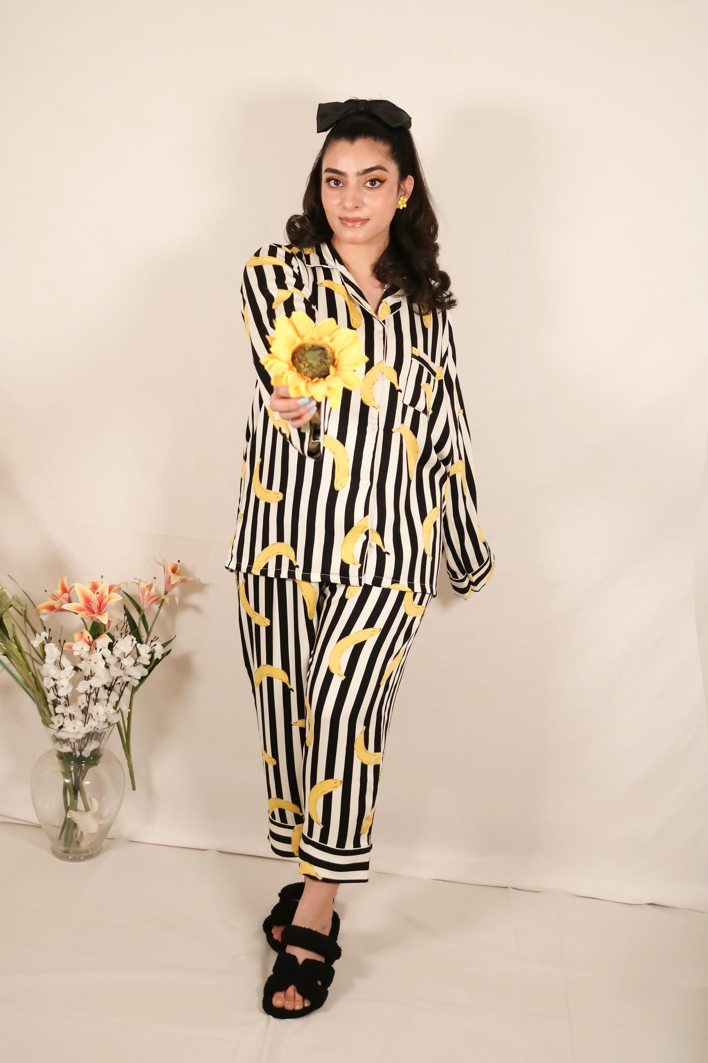 Banana Print 2-Piece Stitched Sleepwear