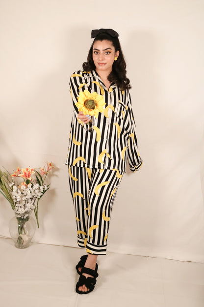 Banana Print 2-Piece Stitched Sleepwear