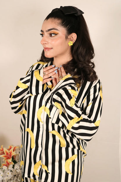Banana Print 2-Piece Stitched Sleepwear
