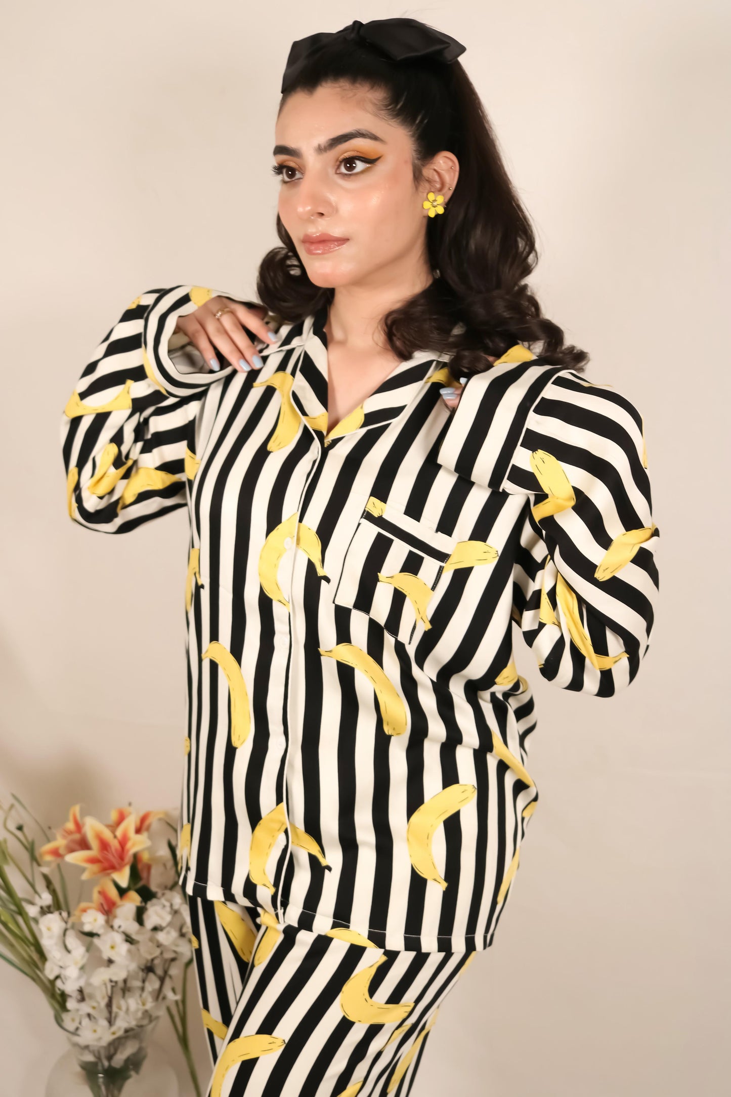 Banana Print 2-Piece Stitched Sleepwear